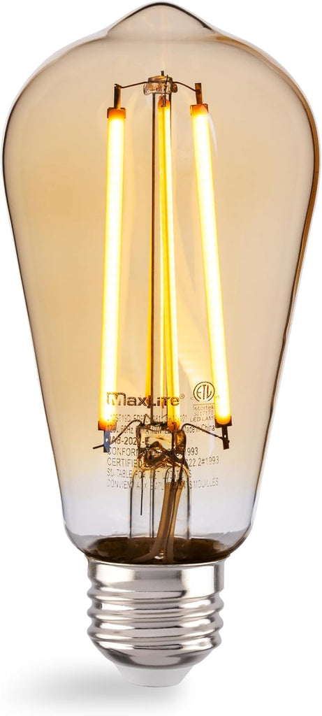 10W E26 Base Dimmable LED Bulb Enclosed Vintage Filament Glass, ST19 Shape, JA8 Listed - CRI 90