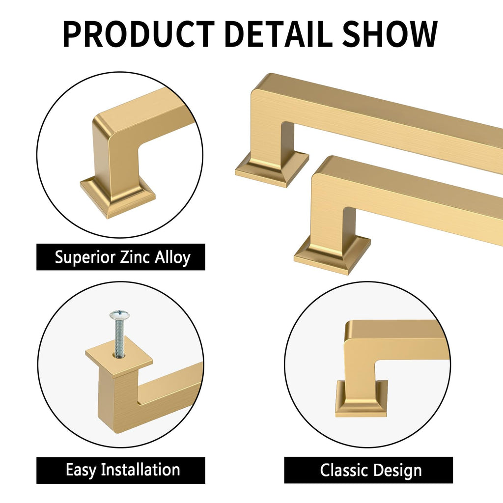 Champagne Bronze Cabinet Handles Kitchen Pulls 6.25 Inch 10 Pack