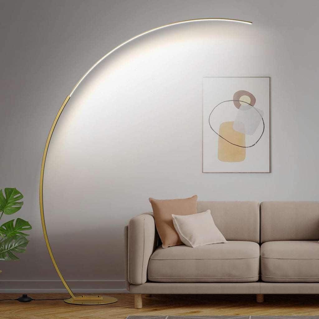 Dimmable LED Floor Lamp with 3 Color Temperatures, Ultra Bright Gold Arc Floor Lamp, Modern Standing Tall Lamp