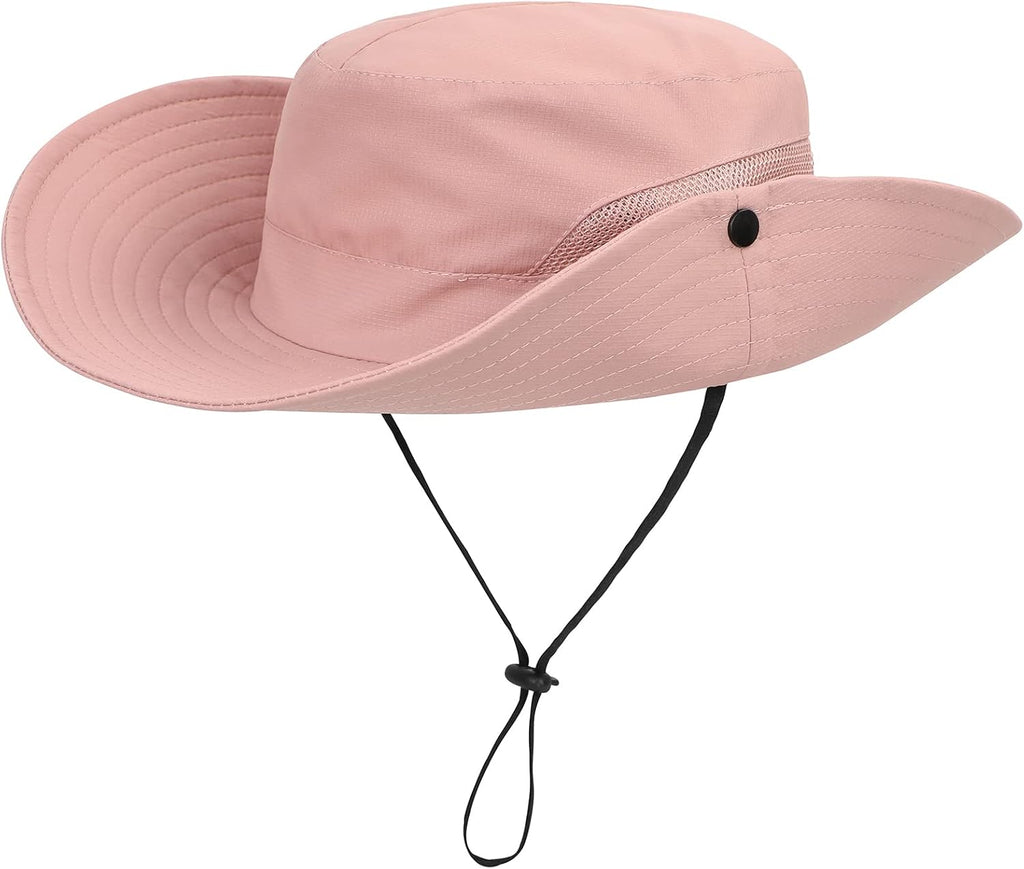 Kids Sun Hat Ponytail Girls UPF 50 Bucket Cap Summer Beach Fishing Kids Hat Wide Brim Adjustable Swim Hat
