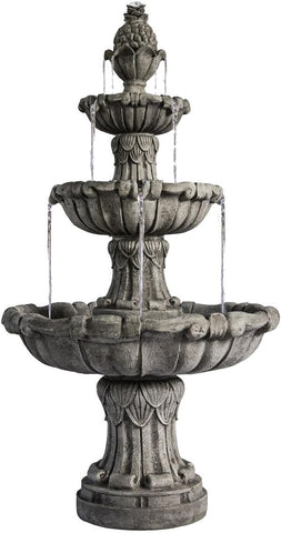 Outdoor Bird Bath Fountain 58.3" - 3-Tier Freestanding Water Fountain with Pump, Large Garden Patio Yard Décor