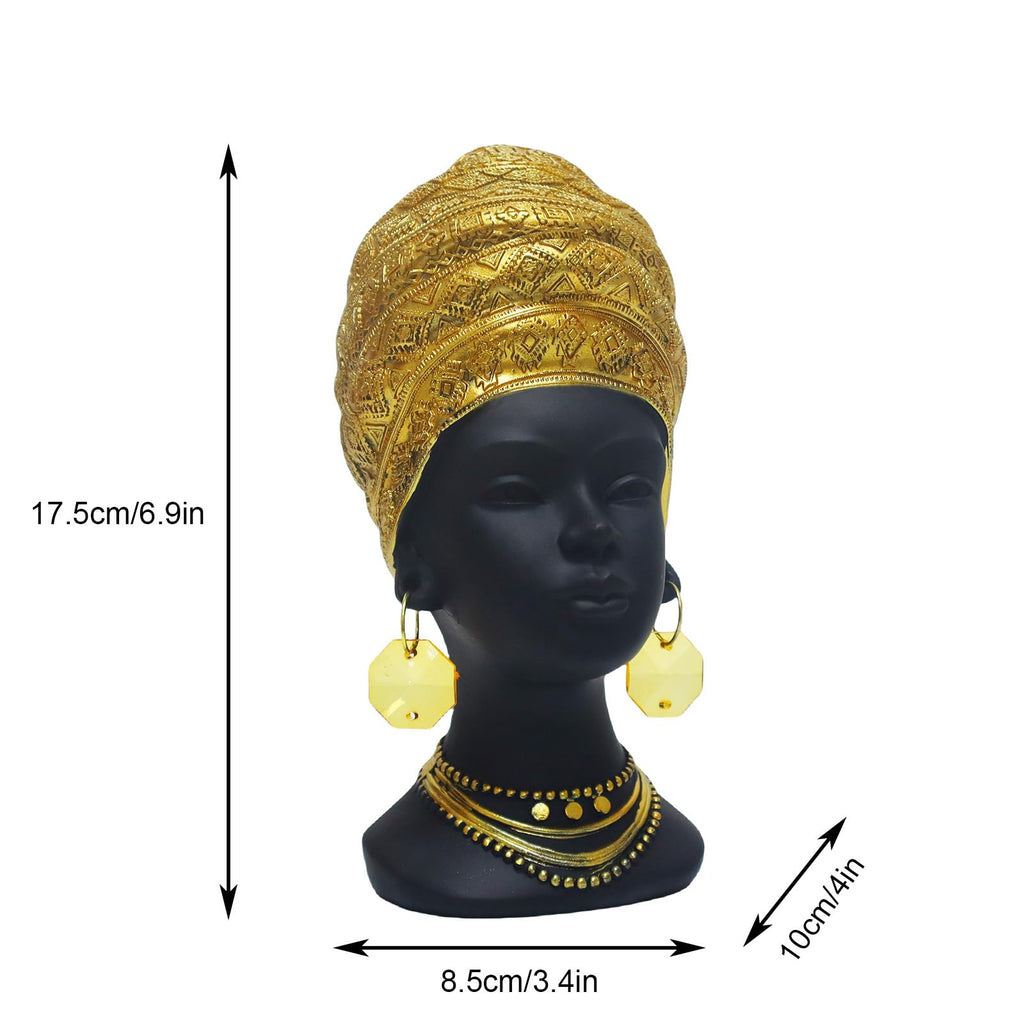 African Women Statues, Vintage Black Lady Art Bust Figurines