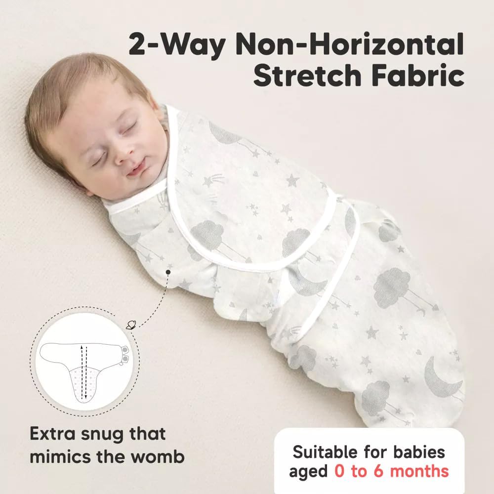 Swaddle Pack - Ultra Soft & Breathable 100% Cotton Newborn Swaddle Blanket, 0-6 Months Baby Sleep Sack, Ergonomic