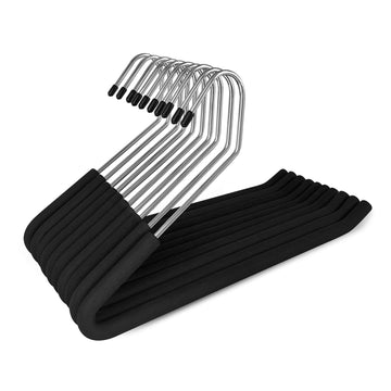 Open Ended Pants Hangers, 10 Pack Non-Slip Foam Padded Pants Hangers Space Saving Heavy Duty for Jeans, Trousers