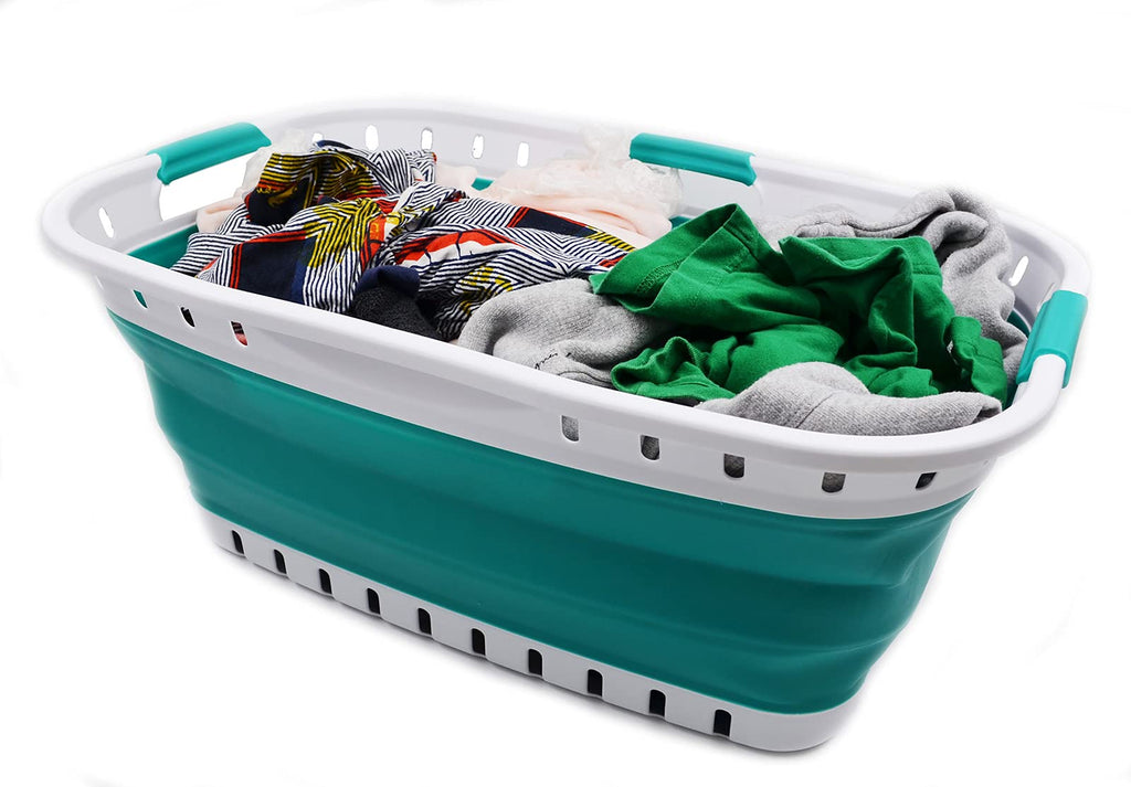 44L Collapsible Plastic Laundry Basket - Foldable Pop Up Storage Container/Organizer - Portable Hamper - (1