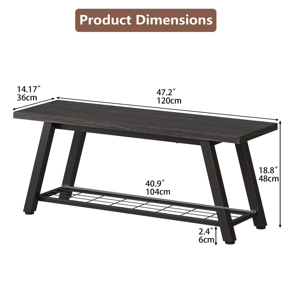 Industrial Entryway Bench Rustic Wood and Metal Storage Bench for Indoor Living Dining Room Bedroom Long Shoe Benches