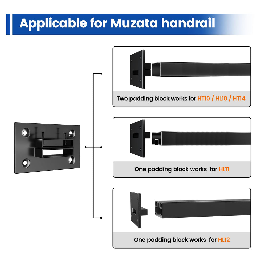 2Pack Black End Brackets HA34 for Flat Handrails
