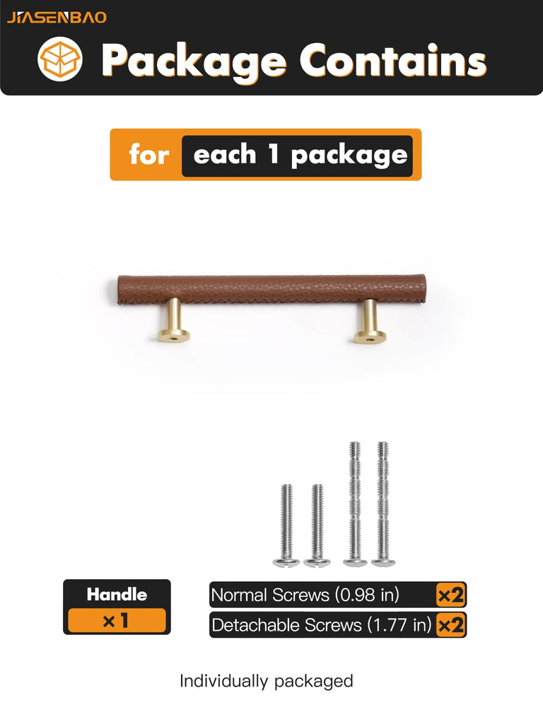 Brown Leather Drawer Pulls 2 Pack 3.78" (96mm) Hole Center Leather Dresser knobs Pulls Drawers Bathroom Dressers
