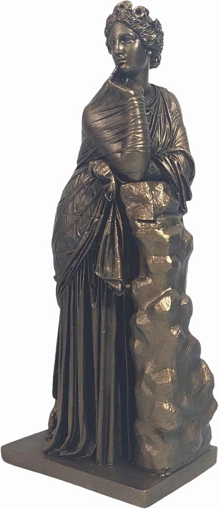 Polyhymnia Muse of Sacred Poetry Alabaster Statue Classical Greek Bronze Finish Sculpture