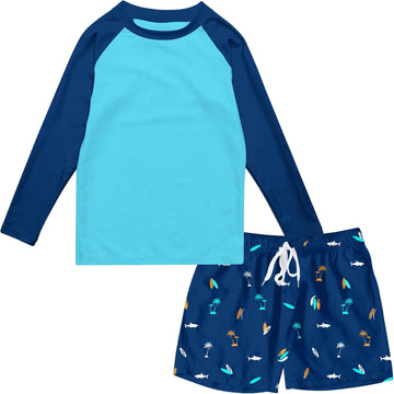 Boys Long Sleeve Rash Guard Swimsuit Pieces Bathing Suits Set