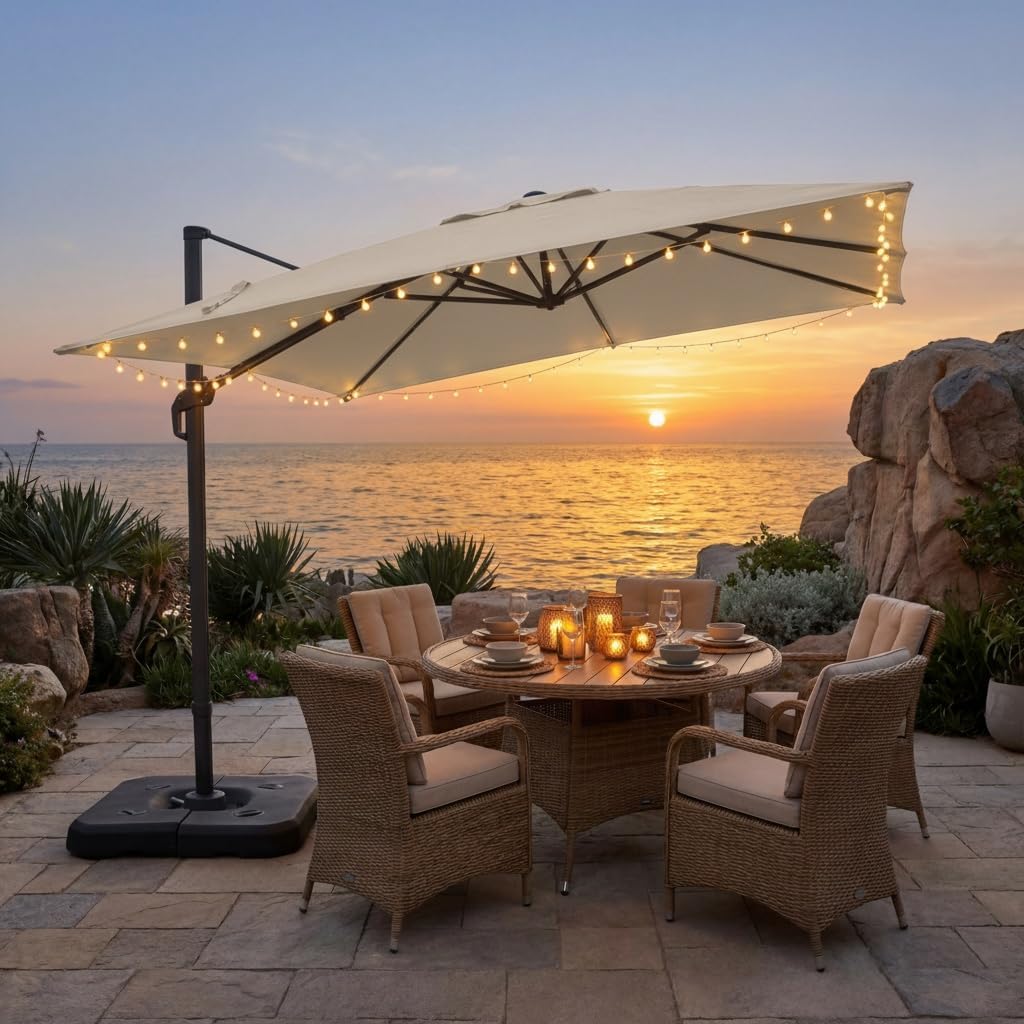 HOTEEL10x10ft Patio Umbrella Cantilever Umbrellas Double Top - Upgrade and Intensify