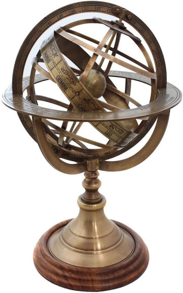 Thor Designs Engraved Brass Tabletop Armillary Nautical Sphere Globe Rustic Vintage Home Decor Gifts