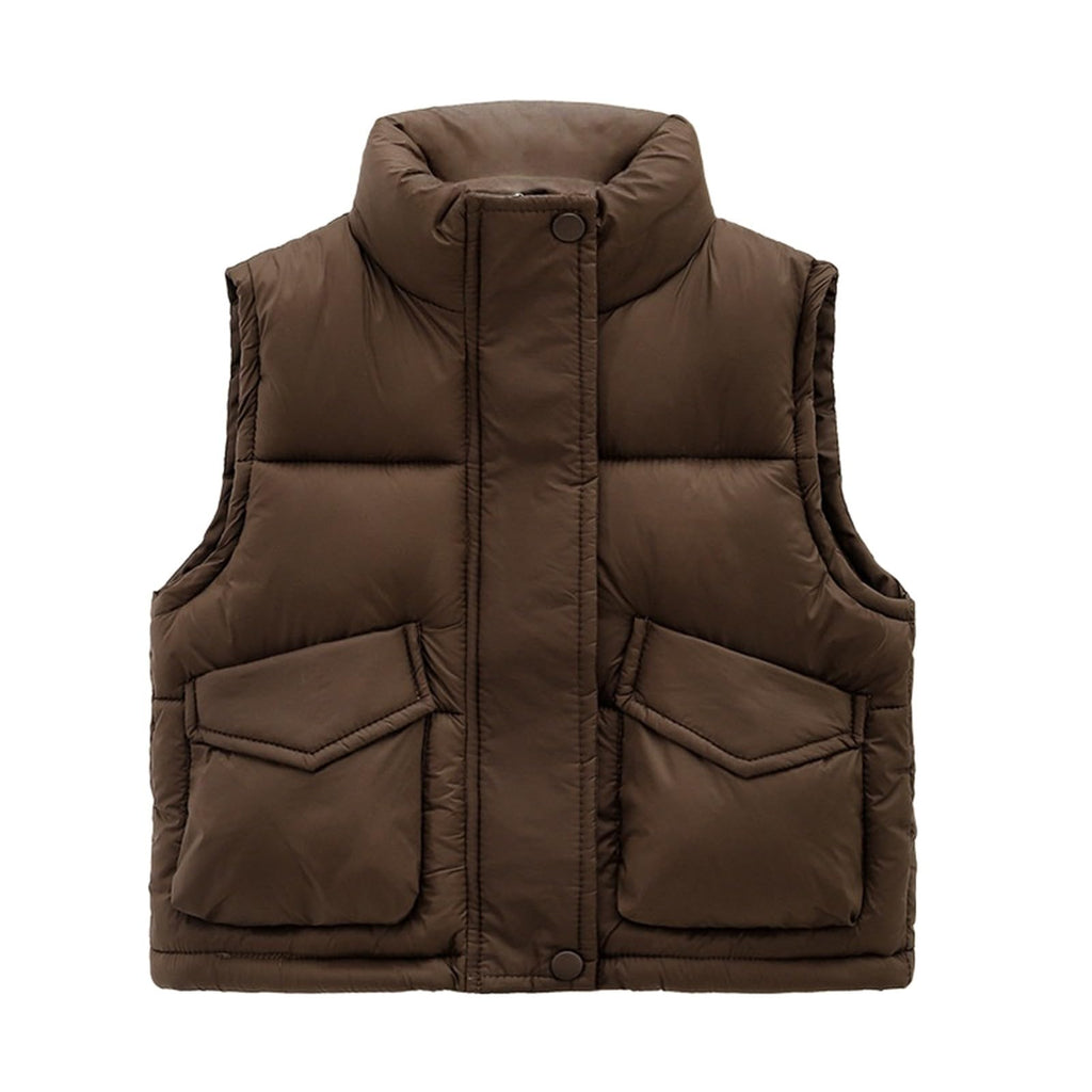 Unisex Soft Puffer Vest Coat Toddler Boys Girls Solid Sleeveless Button Up Warm Fall Winter Waistcoat Down Jacket