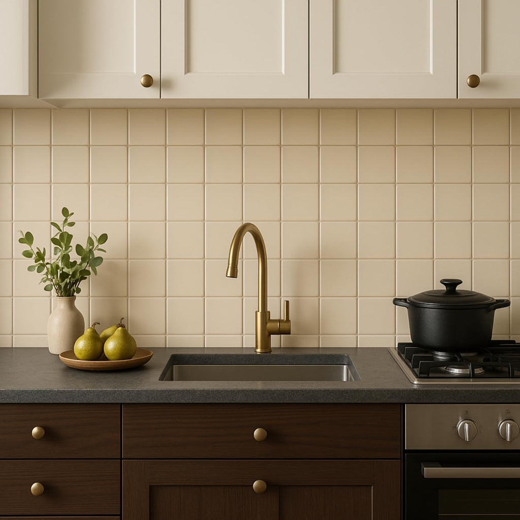 4.25 x 4.25 inch Matte Ceramic Tile - Box of 10, Ideal Wall & Kitchen Backsplash, Classic Square Shape, Smooth