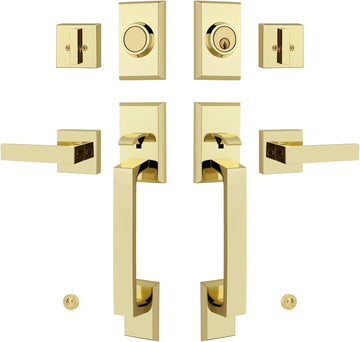 Double Front Door Lock Set, Keyed Entry Front Door Handleset with Dummy