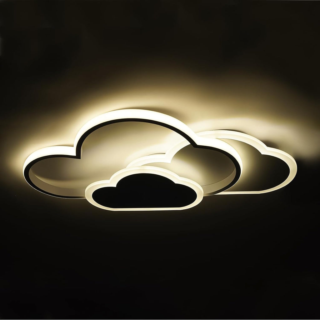 Cloud-Shaped LED Ceiling Light, 20W Flush Mount Fixture, White Acrylic Shade, Color Switch 3000-6000K, 52cm Wide
