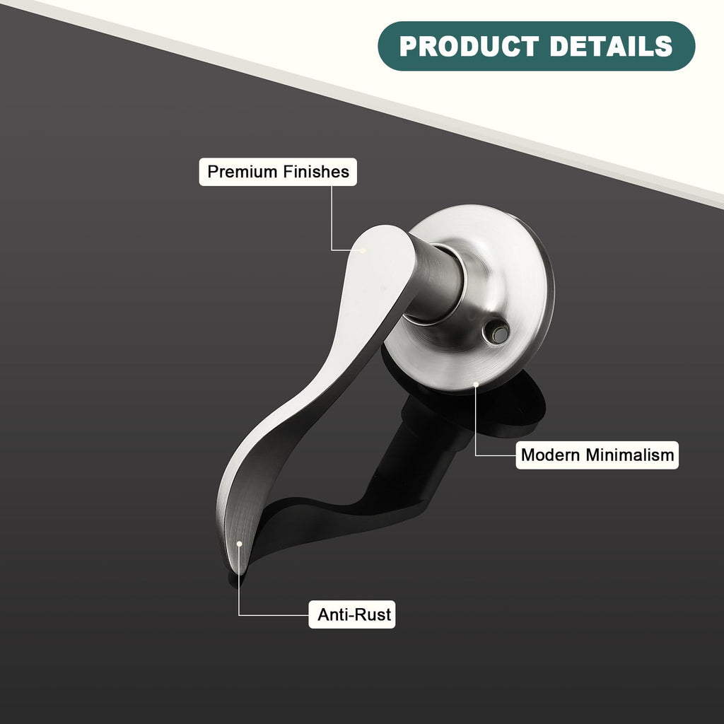 8 Pack Brushed Nickel Half Dummy Door Levers Keyless Left Handed Interior Door Handles Wave Dummy Lever Door Handle
