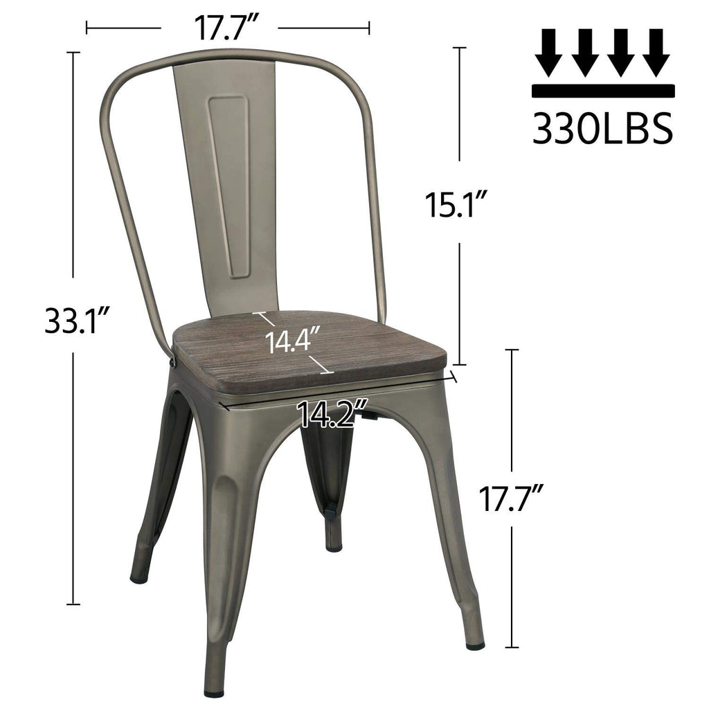 Metal Dining Chairs Set of 4, Stackable Kitchen Chairs, Metal