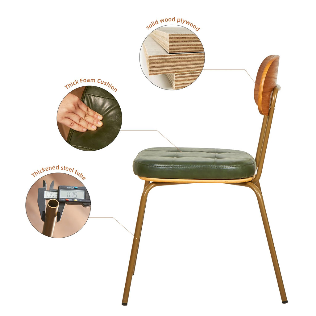 Dining Chairs Set of 2, Mid Century Modern Chairs - Dark Green