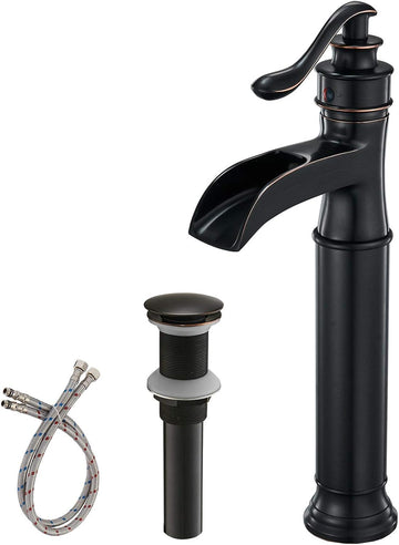 Waterfall Spout Oil Rubbed Bronze Bathroom Faucet Single Handle One Hole Vessel Sink Faucet ORB Lavatory Faucets Deck