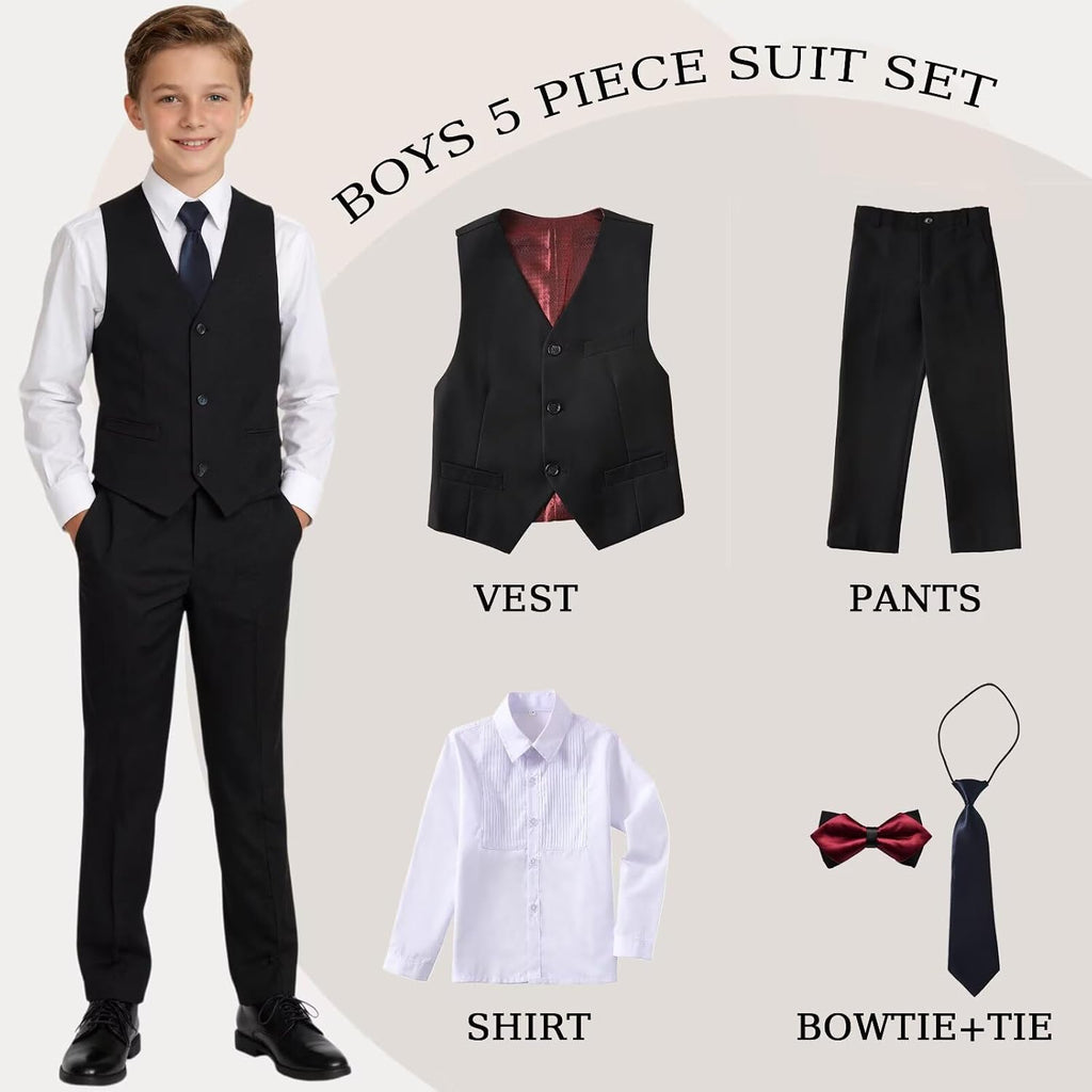Boys Suits Kids Dress Vest Pants Set Ring Bearer Outfit