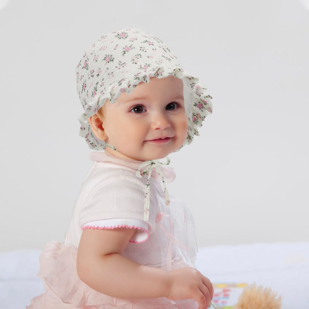 Baby Girls Bonnet Ultra Soft Double Layer Bonnet Cap Adjustable Hats