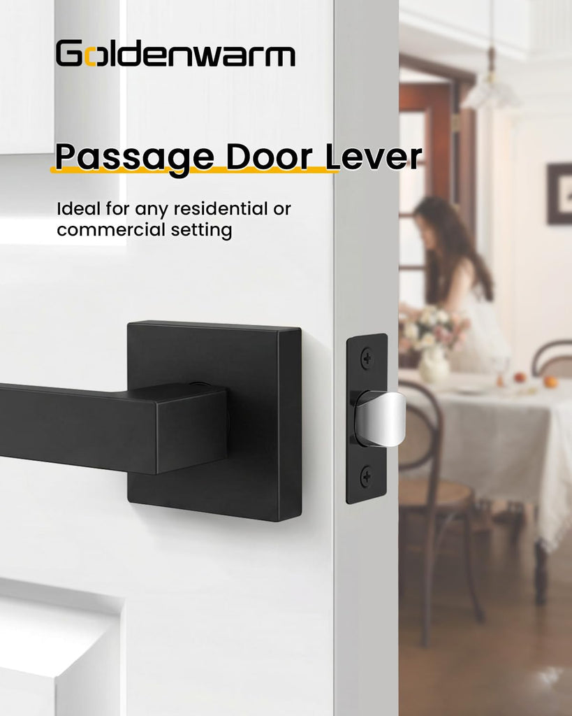 Matte Black Passage Door Handles Interior, Closets - 4 Pack