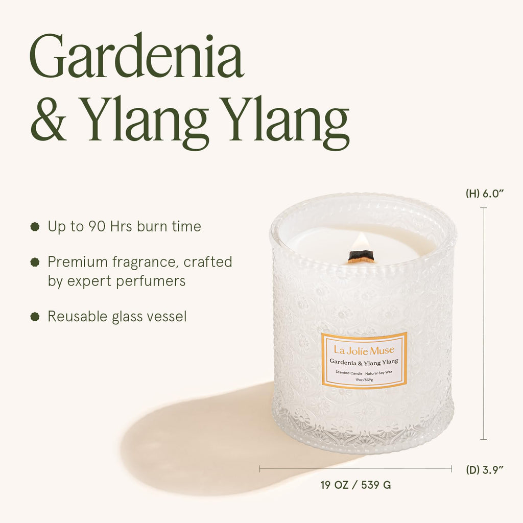 Gardenia & Ylang Ylang Scented Candles, 19 oz Soy