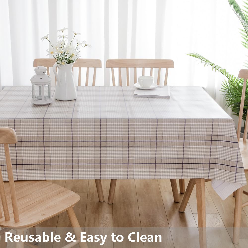 Heavy Duty Vinyl Table Cloth Dining Tables Wipe Clean PVC Tablecloth for Rectangle Table (54'' x 72'', Lattice-3)