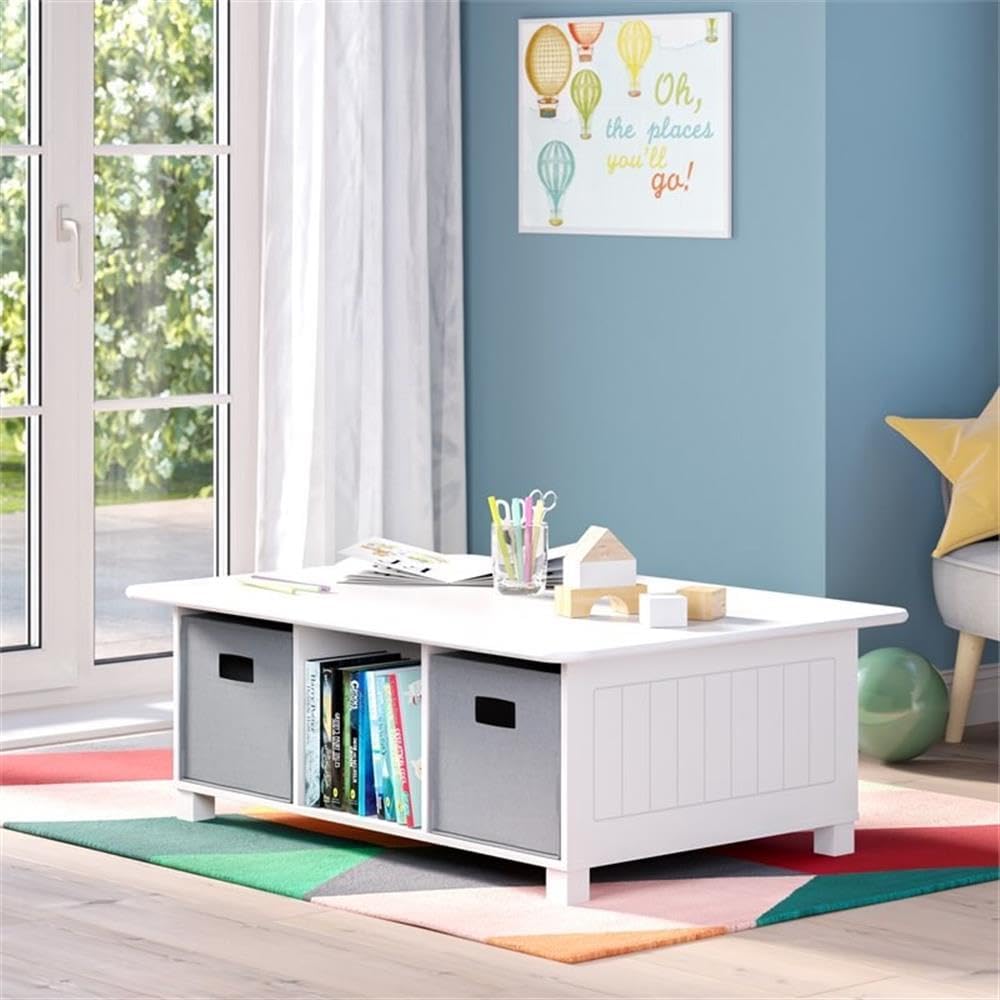 Kids Desk and Activity Table with 6 Storage Cubbies for Folding Bins - Art Craft or Train Table Design for Play Area