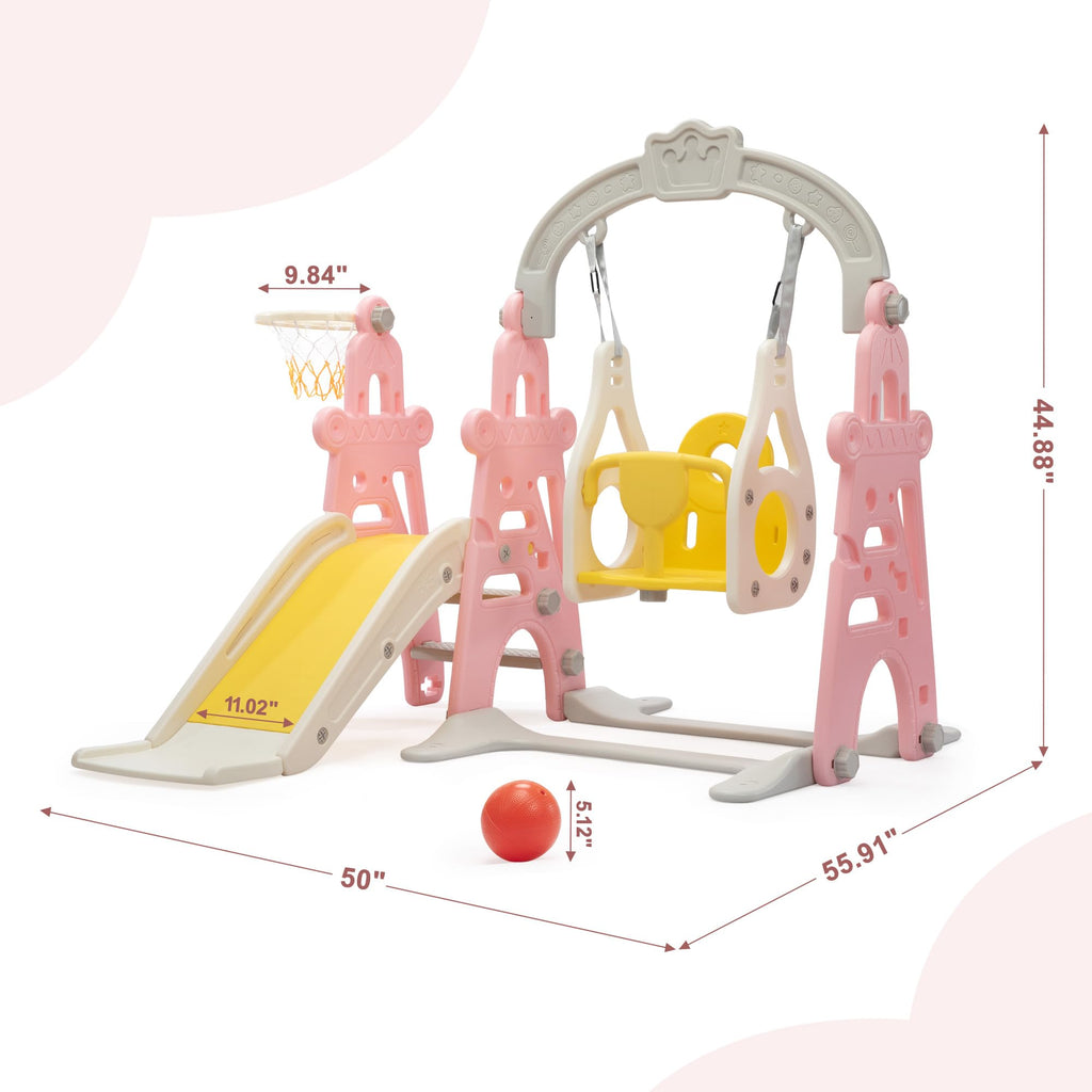 4-in-1 Toddler Slide & Swing Set for Toddlers Age 1-3