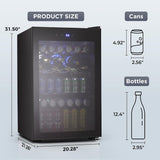 Beverage Refrigerator, 145 Can Mini Fridge Glass Door for Soda Beer