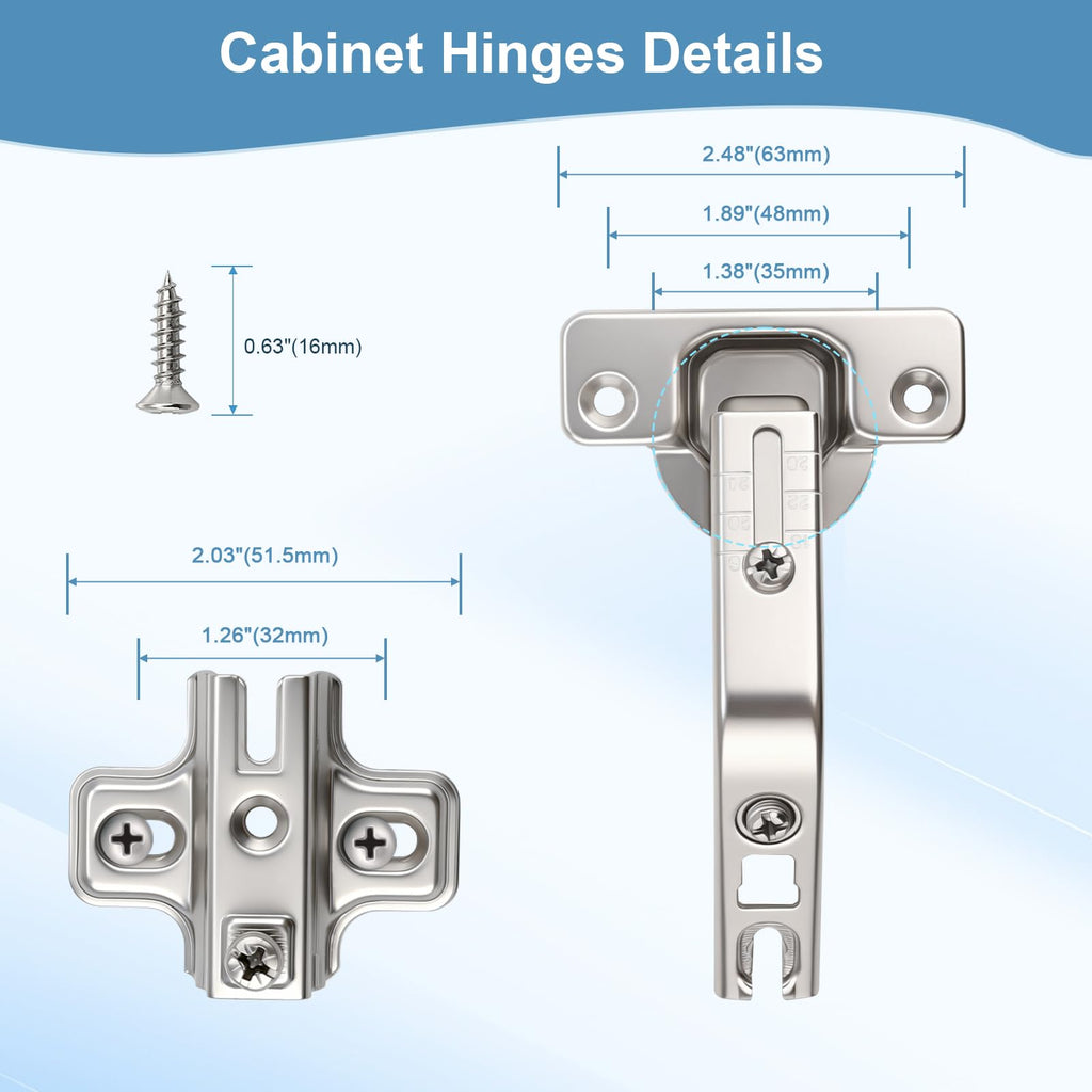135° Lazy Susan Hinges for Cabinets, Corner Cabinet Hinges 2 Pairs