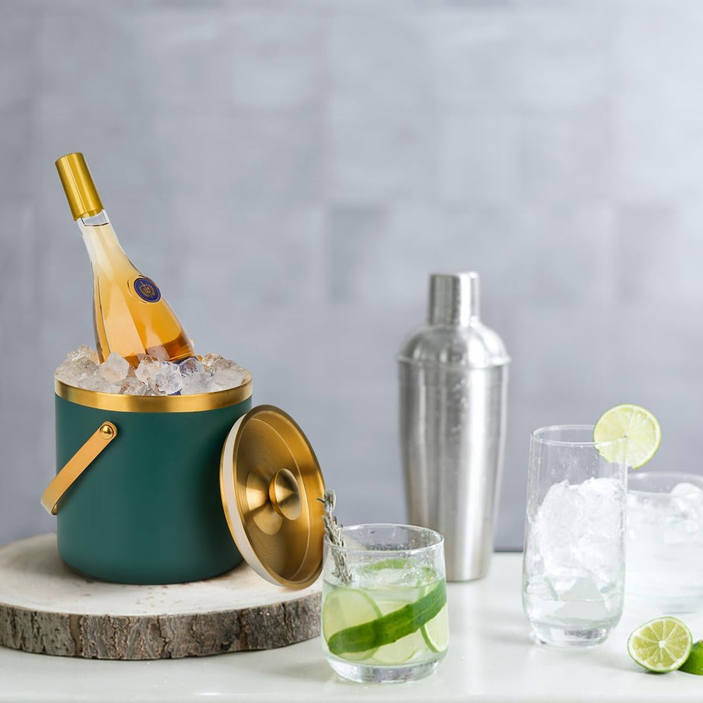 3L Insulated Stainless Steel Ice Bucket for parties with lid & scoop