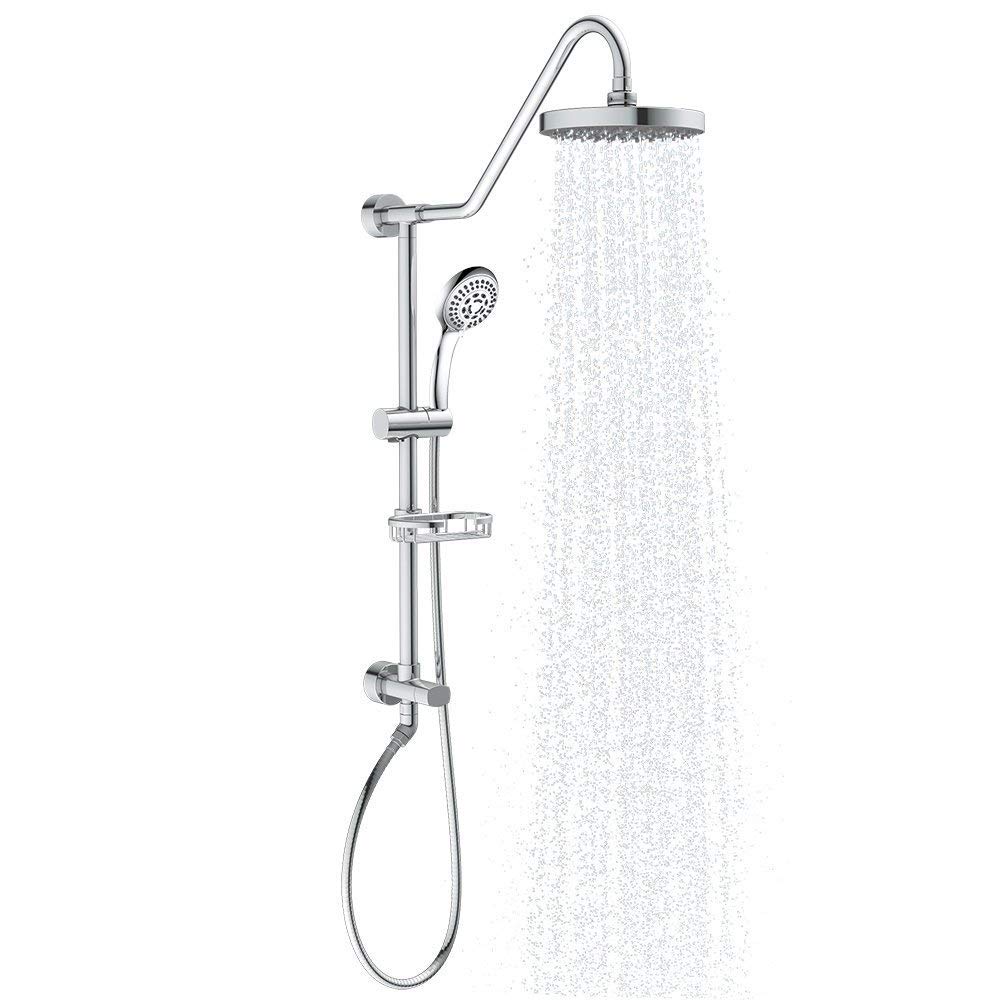 .8GPM Kauai III Shower System, with 8" Rain Showerhead, 5-Function Hand Shower, Adjustable Slide Bar and