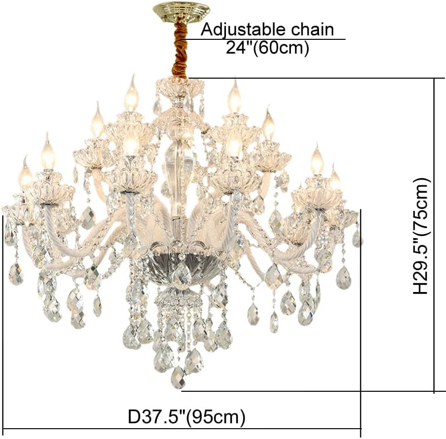 Luxury Clear K9 Crystal Chandelier Lighting,15 Light Modern Luxurious Crystal Candle Pendant Light Lamp Fixture for Dining Room Living Room Bedroom (15 Lights) A110-B0B9L6V4YQ