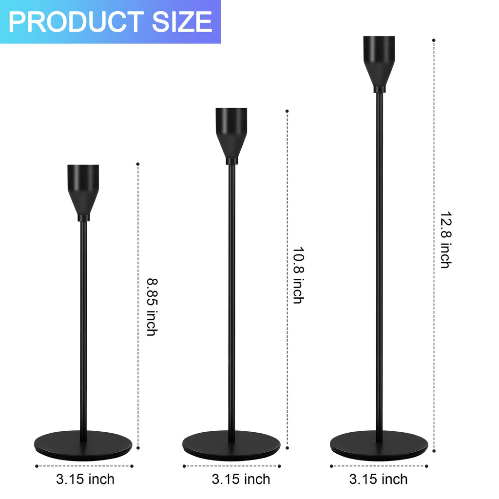 24Pcs Candle Holders, Black Candlestick Holder in Bulk Taper Candle Holders for Pillar Candles Metal Candle Stands