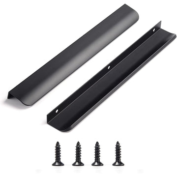 Edge Black Finger Pulls for cabinets Kitchen Invisible Hardware Concealed Drawer Pull Aluminum Hidden Back Mount Door
