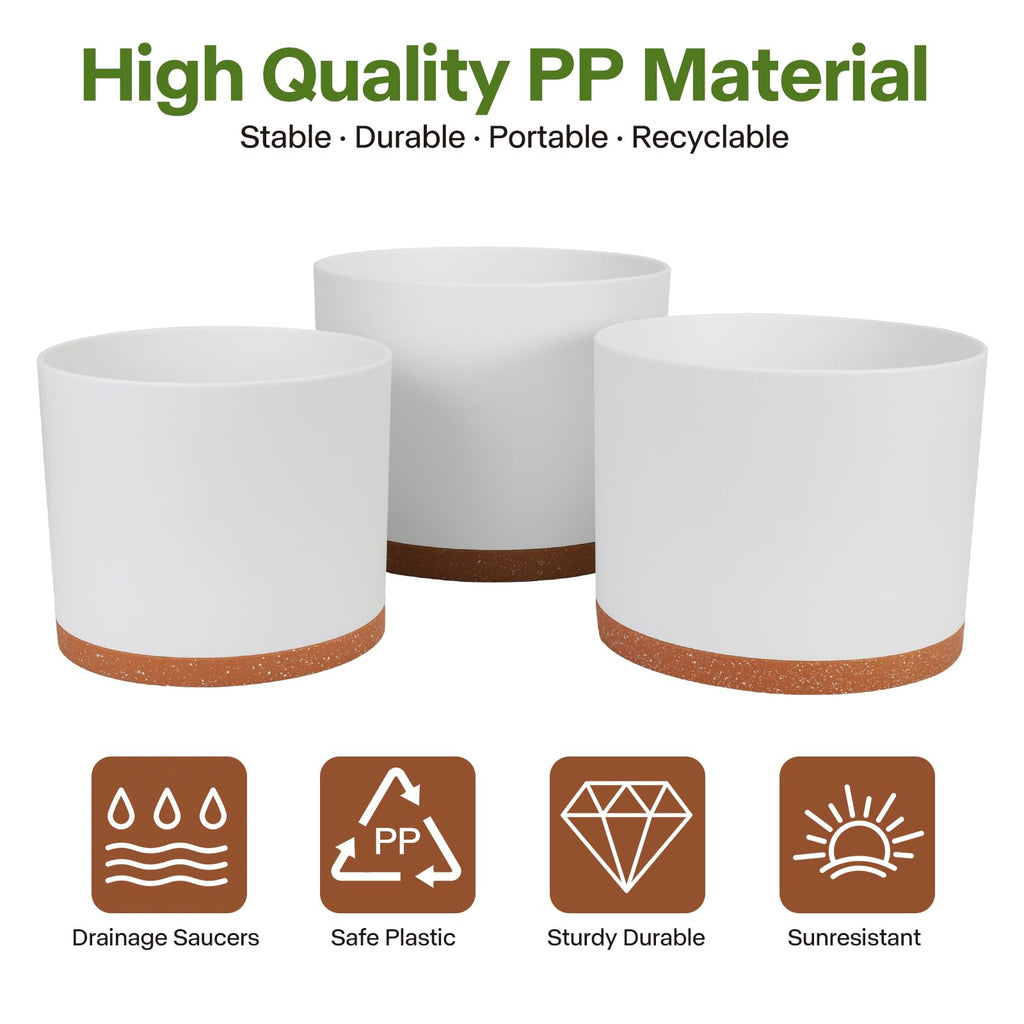 3 Pack Cylinder Planter Set 10/9/8 Inch White Indoor Plant Pots
