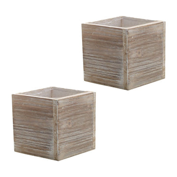 Wood Planter Box, Rustic Whitewash, 6 Inch, Wedding Decor and Floral Arrangements, Country House Charm, Plastic