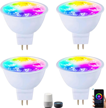 Smart MR16 LED Bulb Dimmable Color Changing, 12V Gu5.3 Bi-pin Base, WiFi & Bluetooth LED Bulbs Work with Alexa