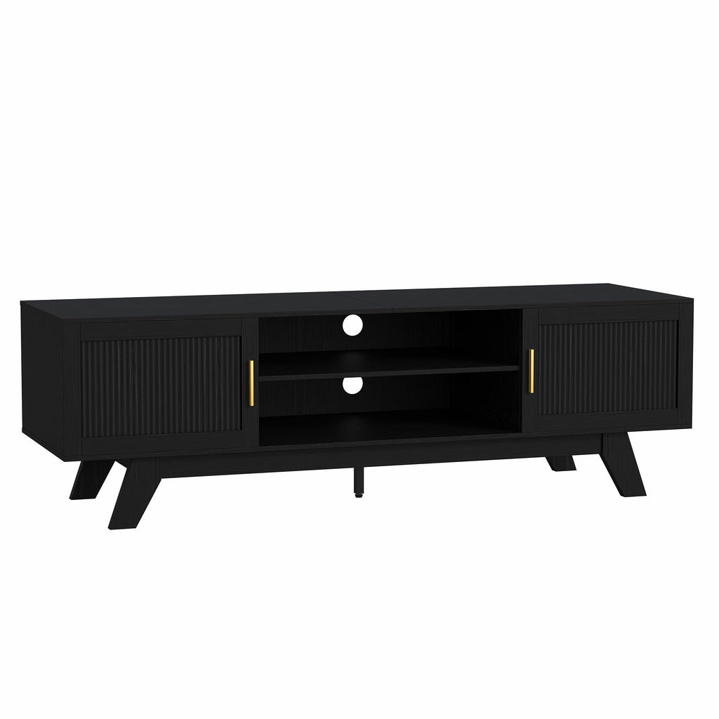 59.5" Fluted TV Stands for 65 Inch TV, Mid Century Modern
