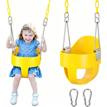 Toddler Swing - High Back Full Bucket Seat for Ages 1-3, 330lb Capacity, Baby Infant Swing Outdoor with Safety