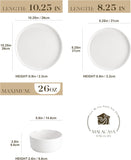 24 Pieces Porcelain Dinnerware Set, Modern White Dish Set for 8, Premium Serving Plates and Bowls Sets