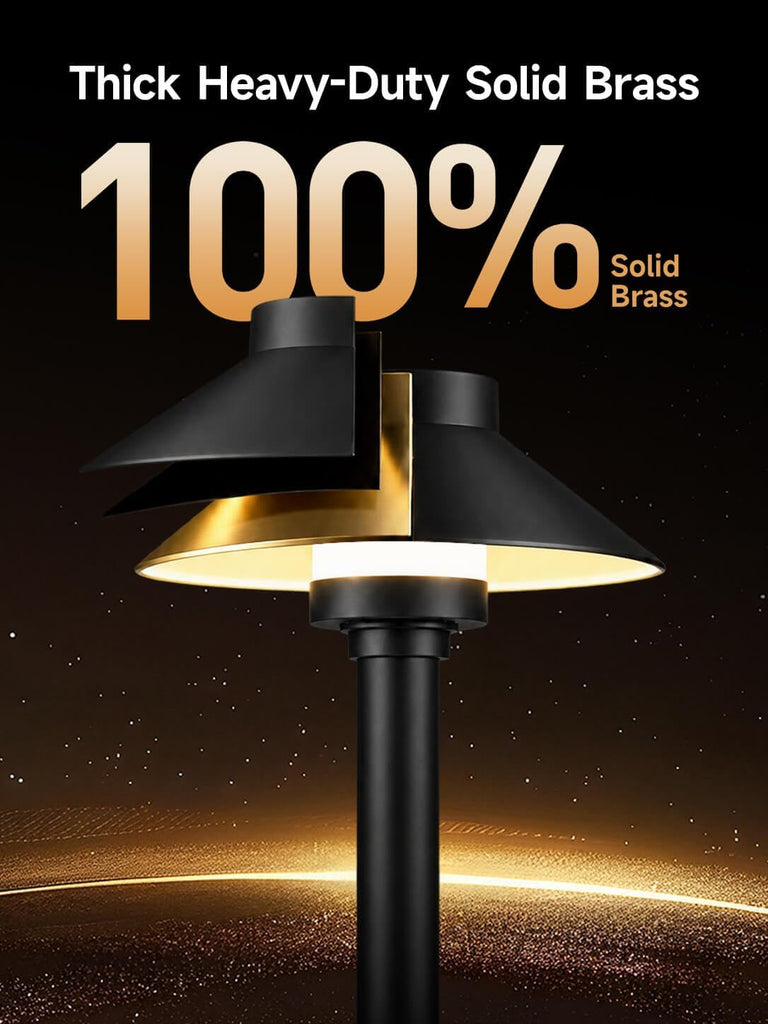 Solid Brass Low Voltage Hat-Top Path Light, Black, G4 2700K 4Pk