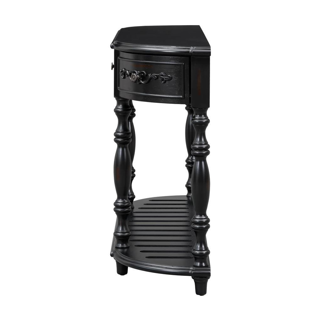 Vintage Entryway Console Table with 4 Storage Drawers and Open Slatted Shelf, Entry Hallway Foyer Sofa Table with