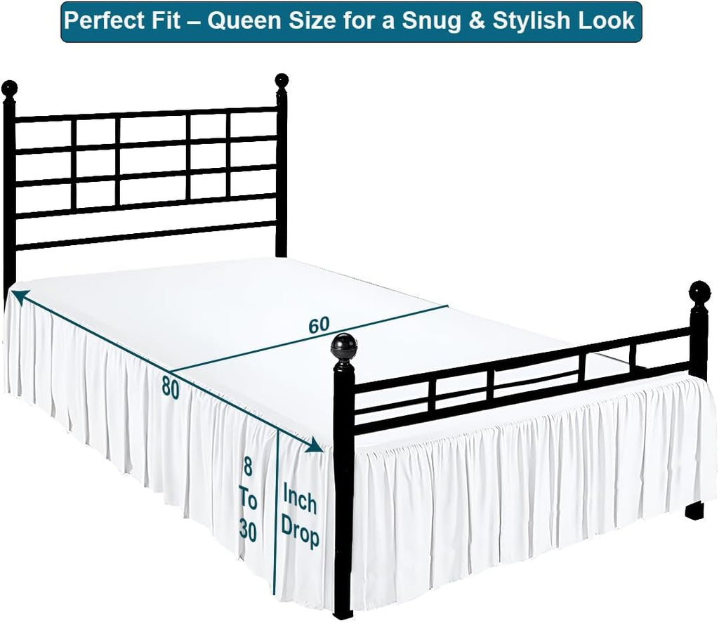 Ruffled Bed Skirt with Split Corners, Gathered Style, 100% Microfiber, 15-Inch Drop, Dust Ruffle Bedskirt with