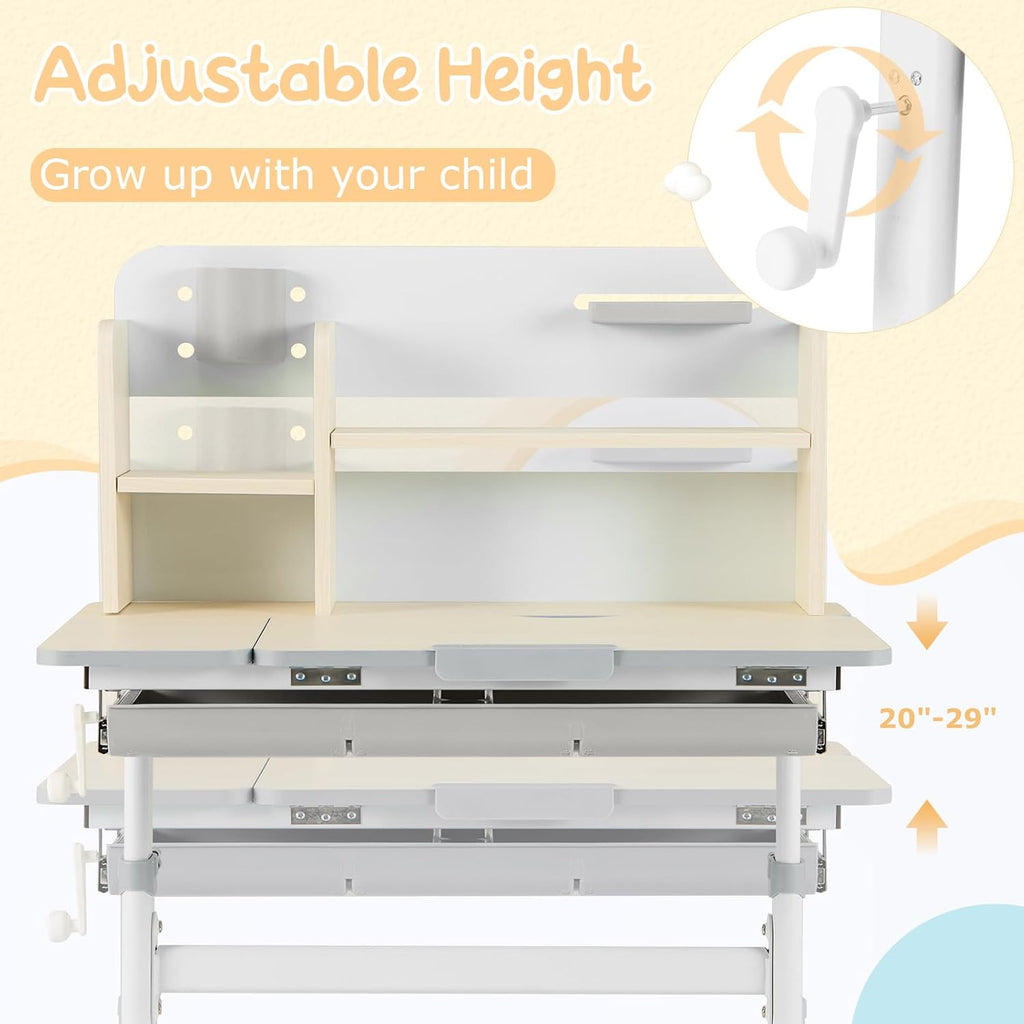 Desk for Kids, Ergonomic Children Standing School Table with 0-60° Tiltable Surface, Pen Holder, Height Adjustable