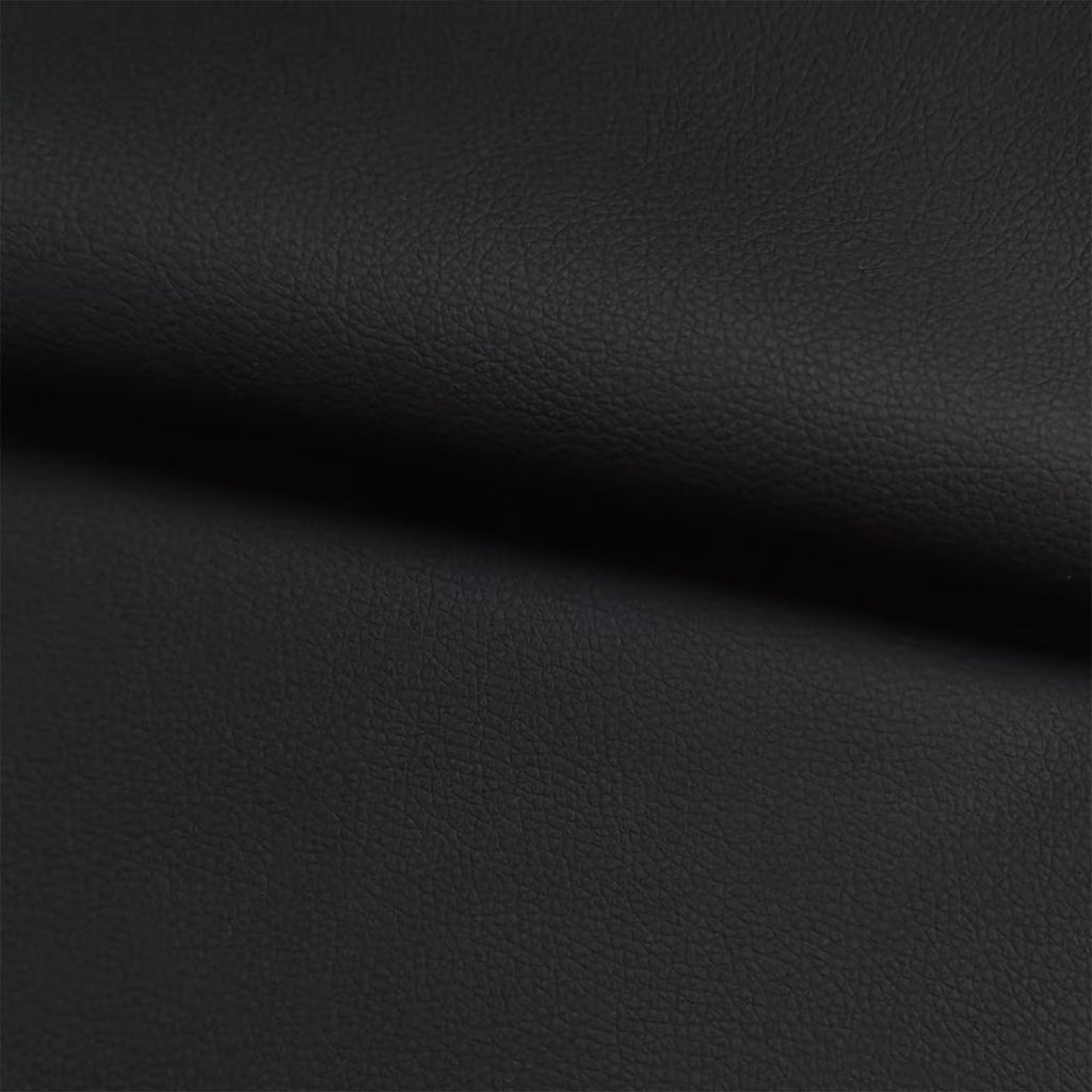 Black Faux Leather Fabric 118"×55" Lychee Grain Upholstery Vinyl