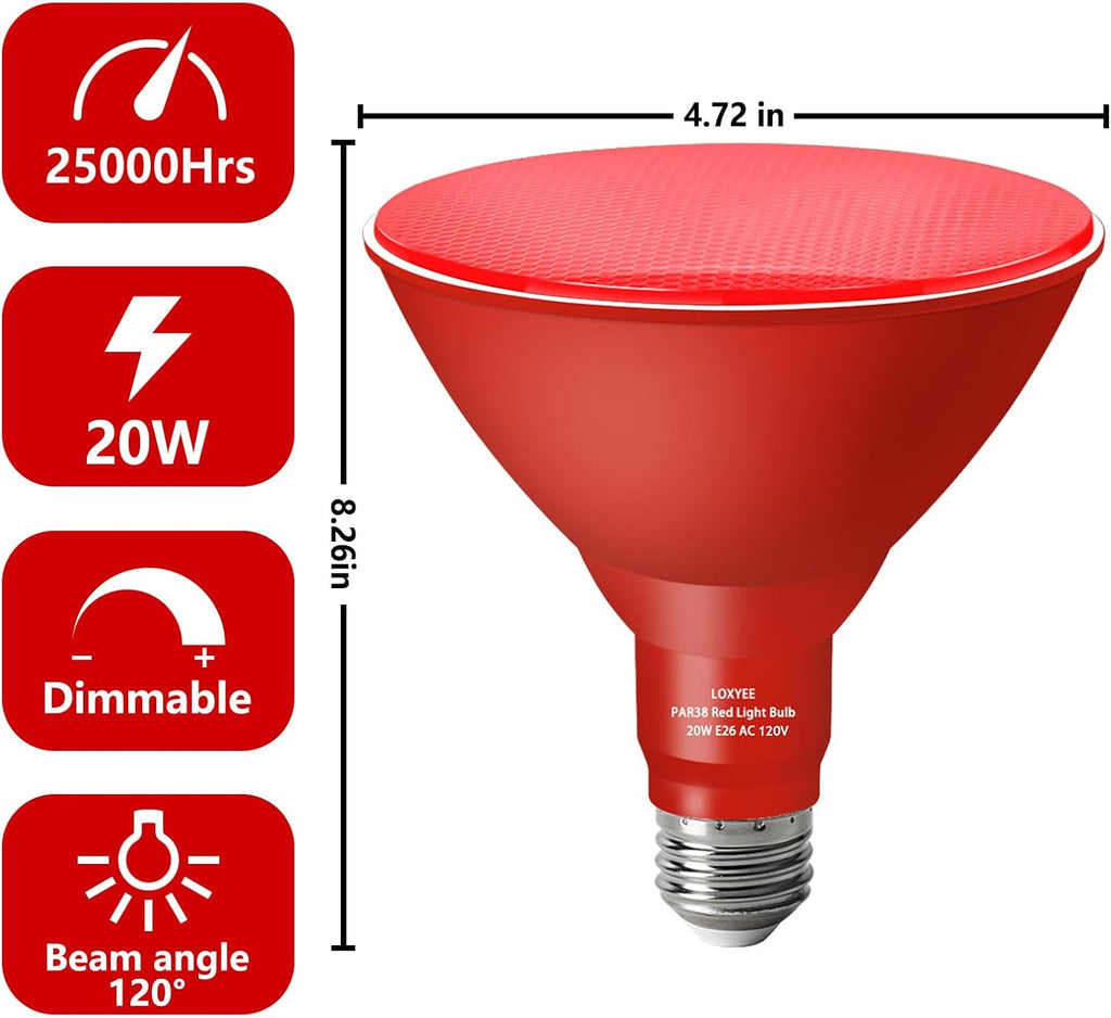 PAR38 LED Outdoor Flood Light Bulbs,Dimmable 20W(200W Equivalent) E26 Base Flood Light Bulbs,1800 Lumens LED Flood